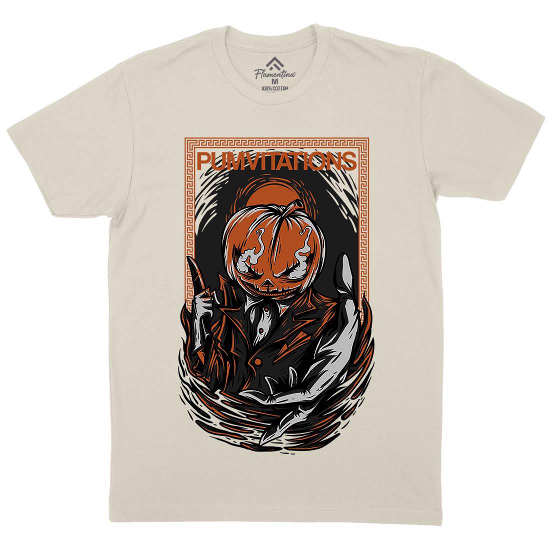 Pumpkin Mens Organic Crew Neck T-Shirt Horror D685