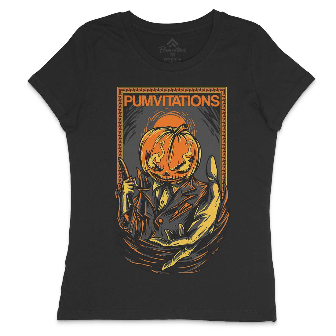 Pumpkin Womens Crew Neck T-Shirt Horror D685