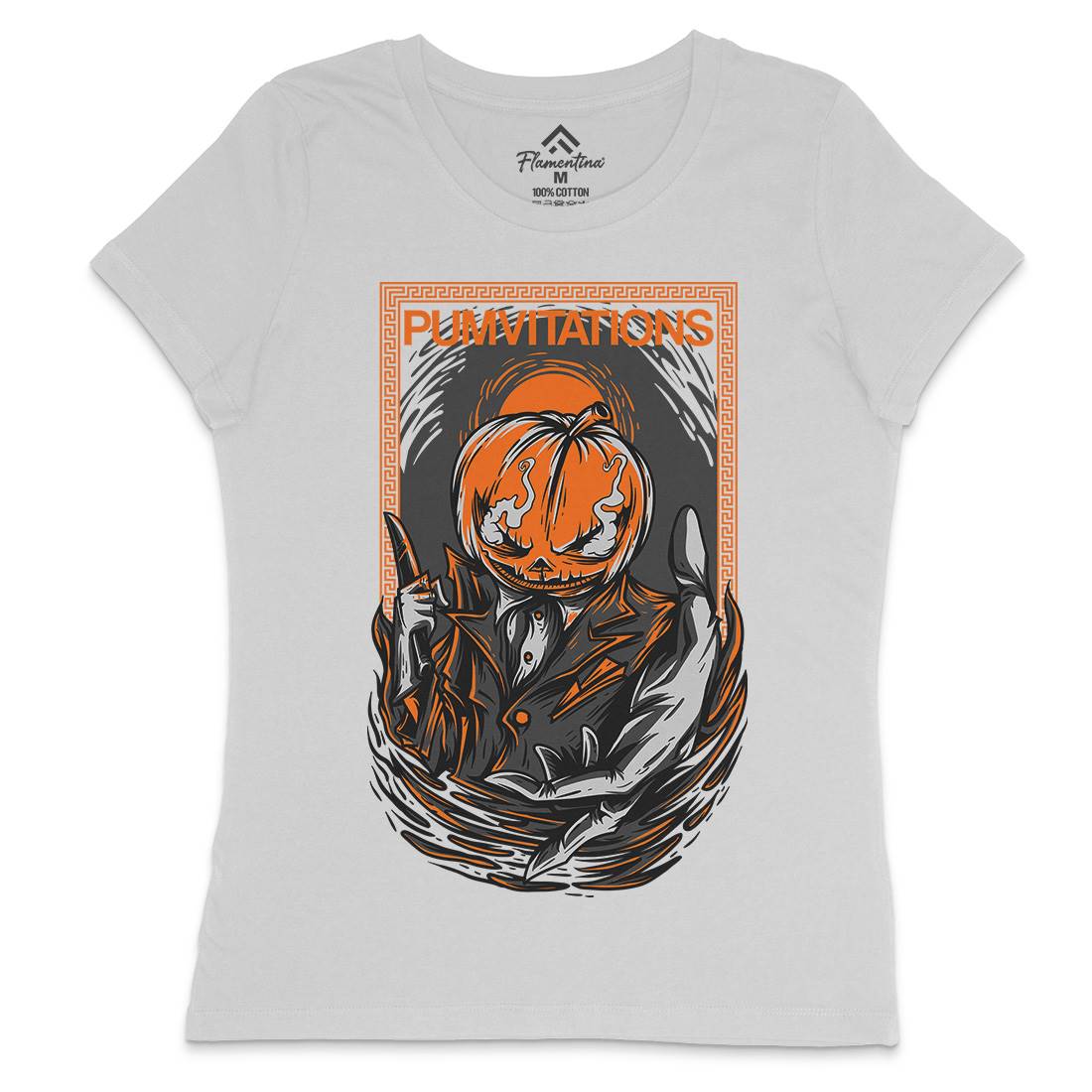Pumpkin Womens Crew Neck T-Shirt Horror D685