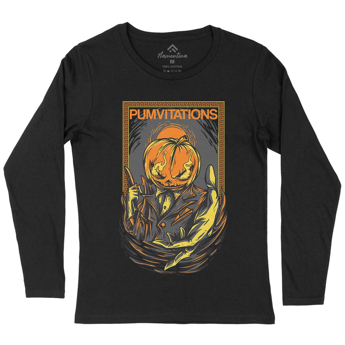 Pumpkin Womens Long Sleeve T-Shirt Horror D685