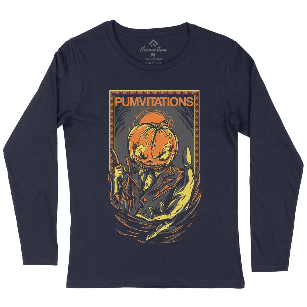 Pumpkin Womens Long Sleeve T-Shirt Horror D685