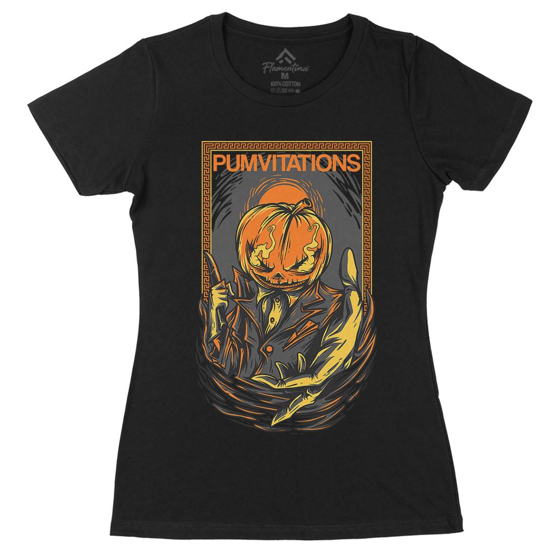 Pumpkin Womens Organic Crew Neck T-Shirt Horror D685