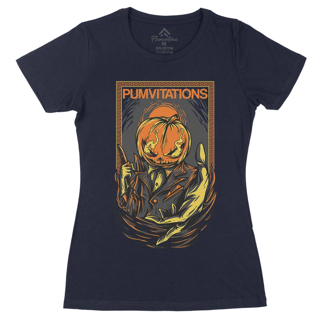 Pumpkin Womens Organic Crew Neck T-Shirt Horror D685