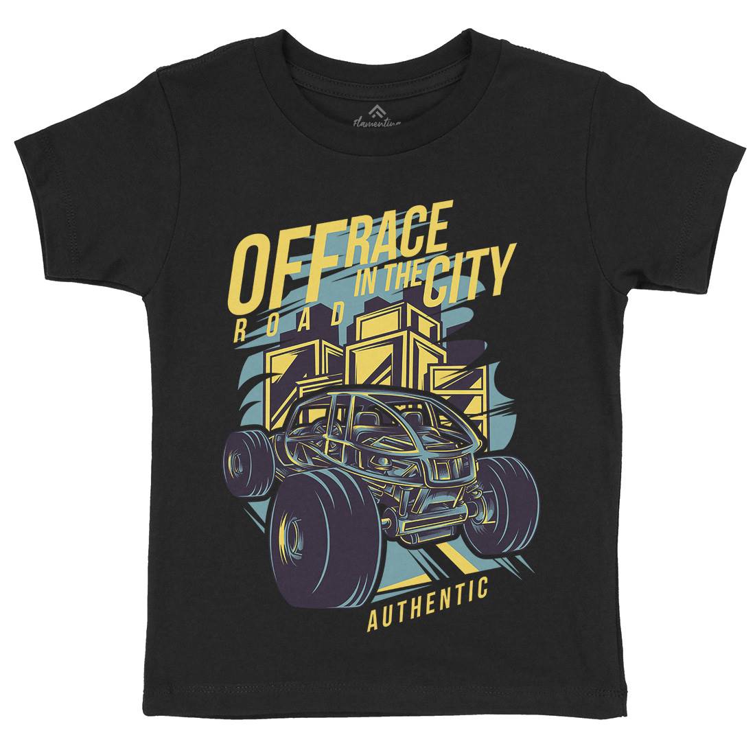 Race In The City Kids Organic Crew Neck T-Shirt Cars D687