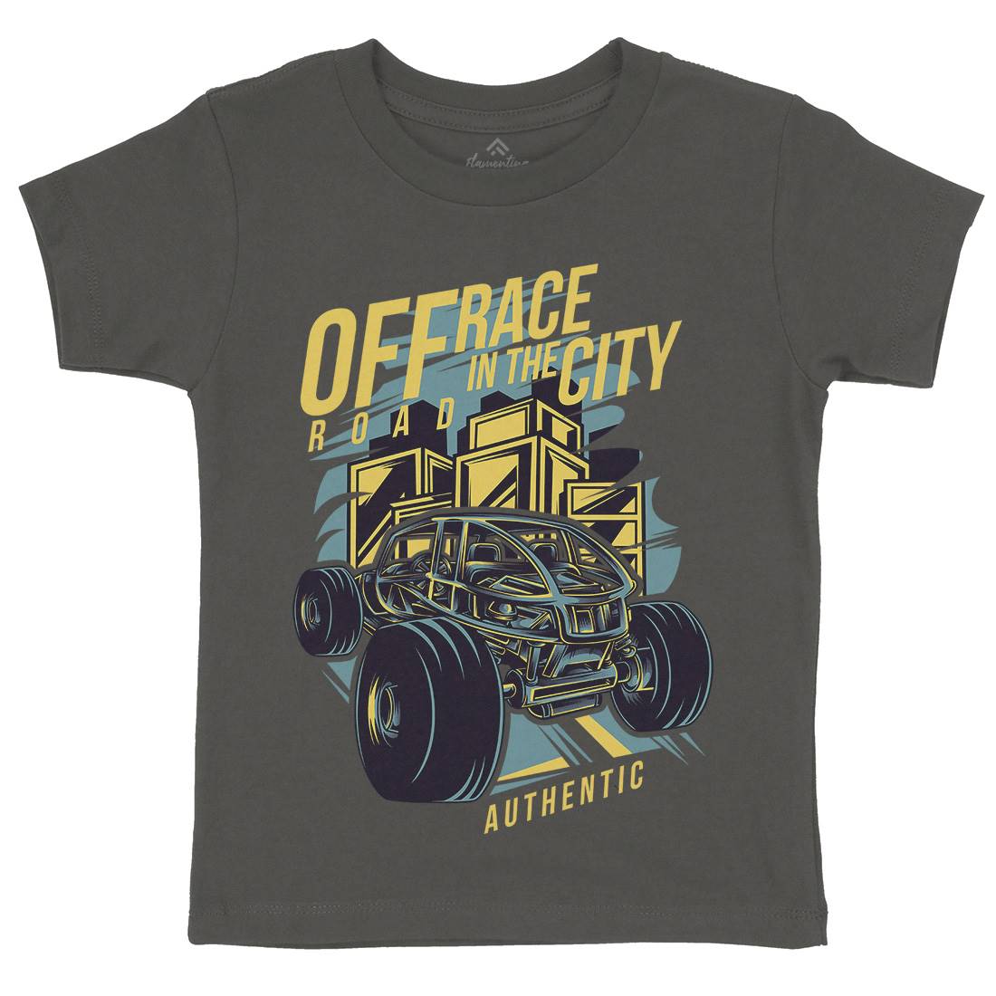 Race In The City Kids Crew Neck T-Shirt Cars D687
