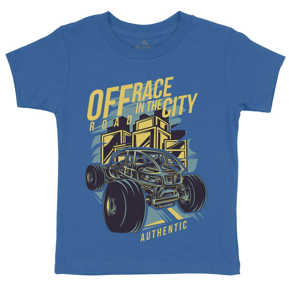 Race In The City Kids Crew Neck T-Shirt Cars D687