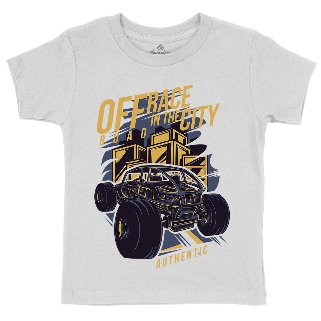 Race In The City Kids Organic Crew Neck T-Shirt Cars D687