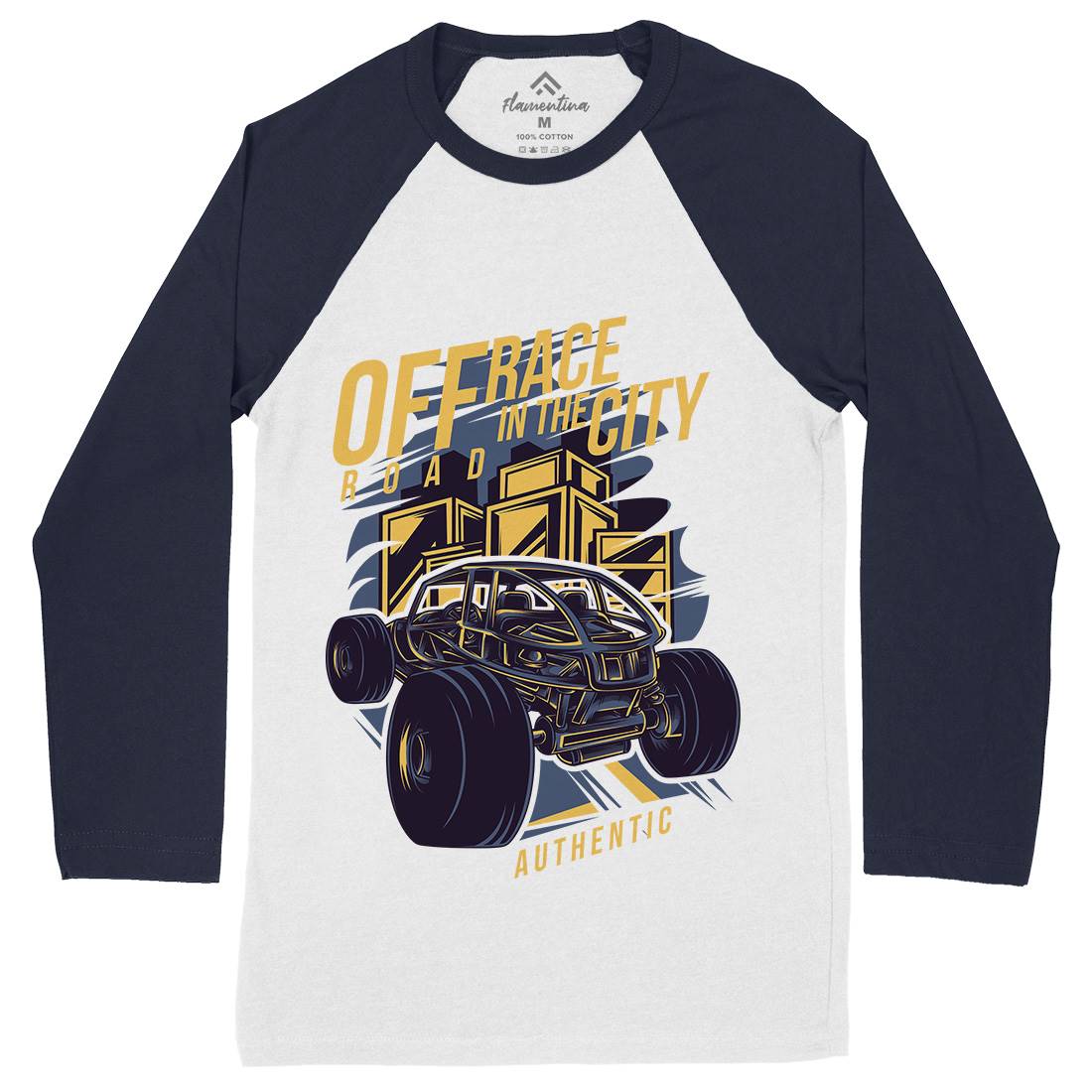 Race In The City Mens Long Sleeve Baseball T-Shirt Cars D687