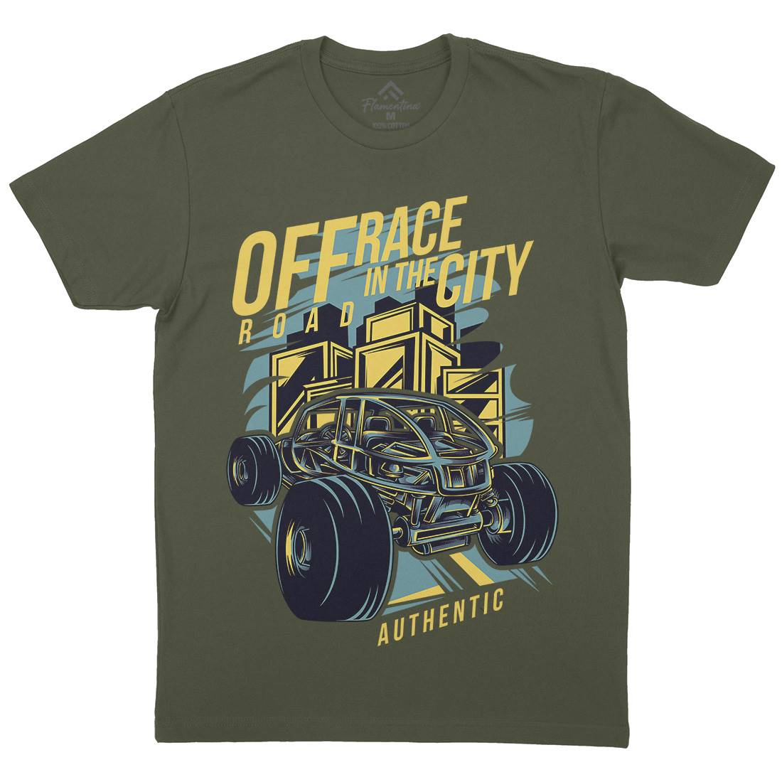 Race In The City Mens Organic Crew Neck T-Shirt Cars D687