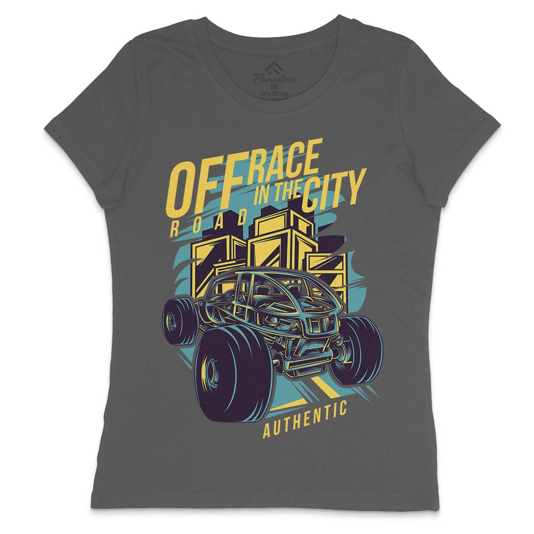 Race In The City Womens Crew Neck T-Shirt Cars D687
