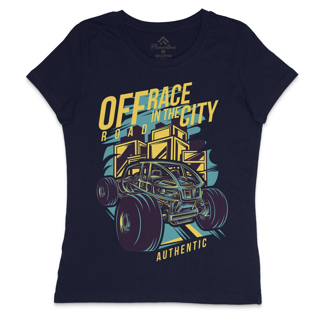 Race In The City Womens Crew Neck T-Shirt Cars D687