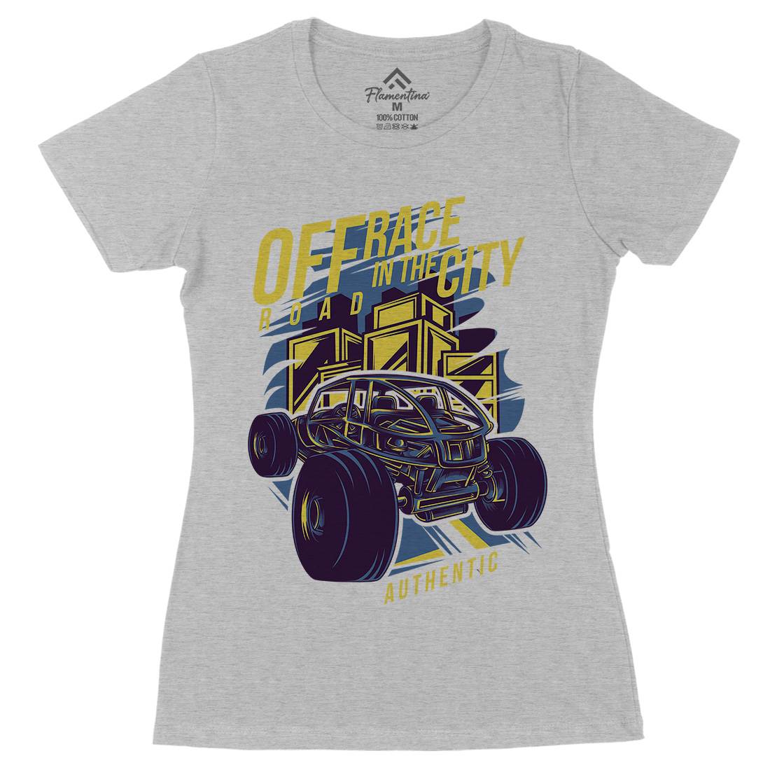 Race In The City Womens Organic Crew Neck T-Shirt Cars D687