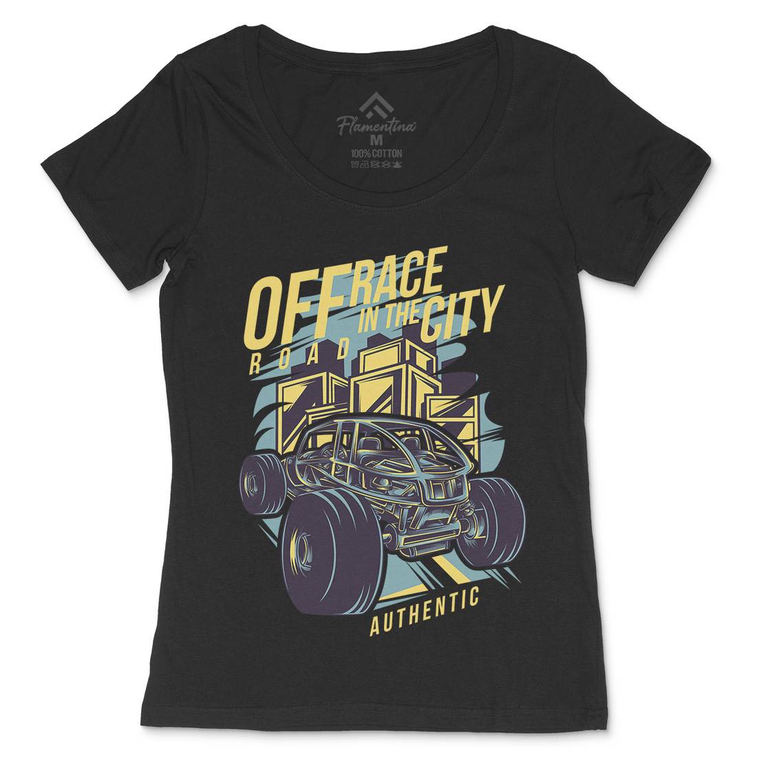 Race In The City Womens Scoop Neck T-Shirt Cars D687