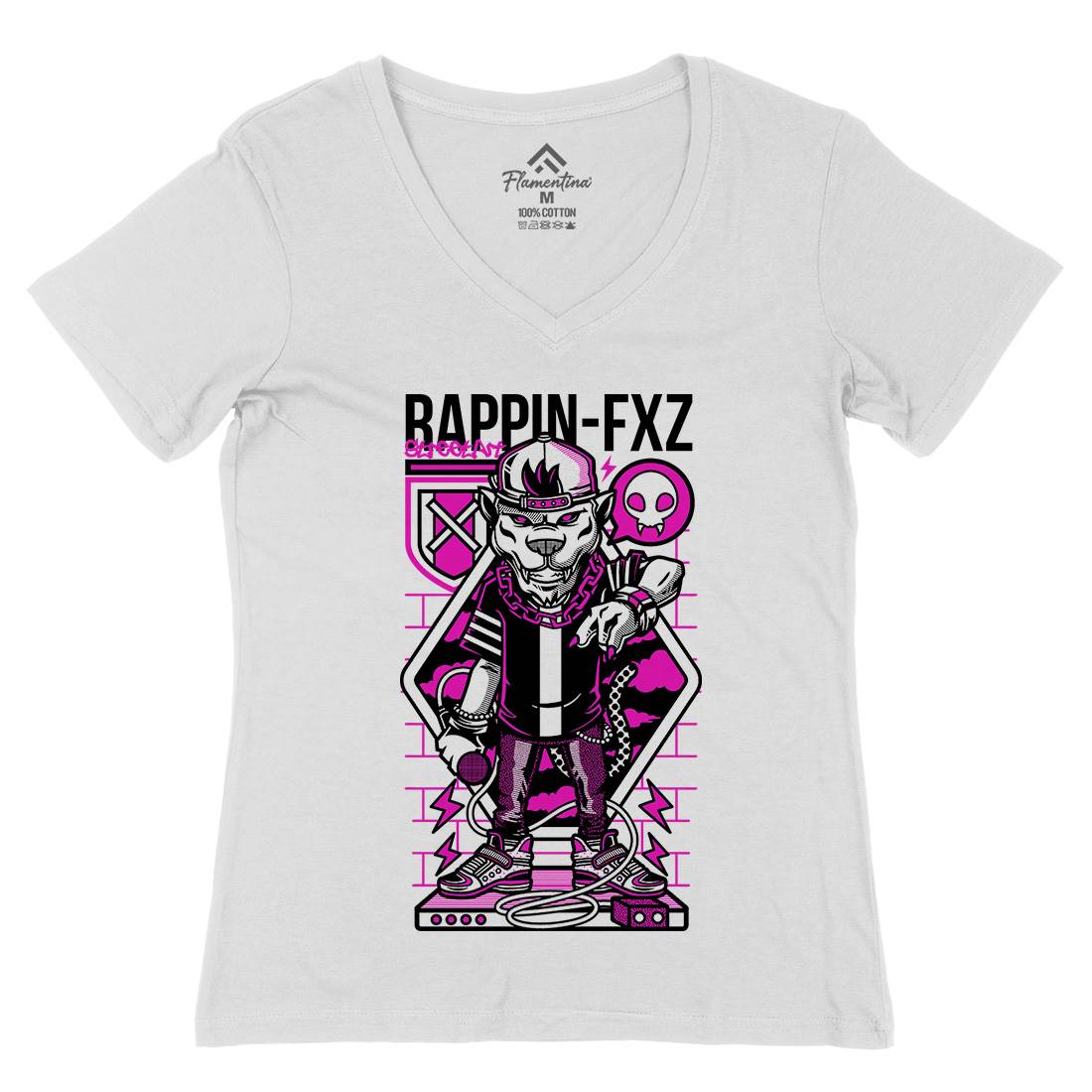Rappin Womens Organic V-Neck T-Shirt Music D688