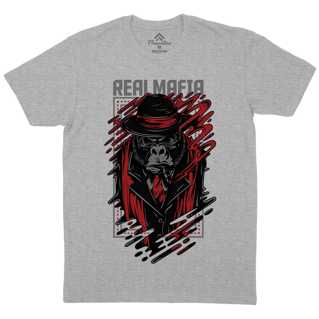 Real Mafia Mens Organic Crew Neck T-Shirt animals D690