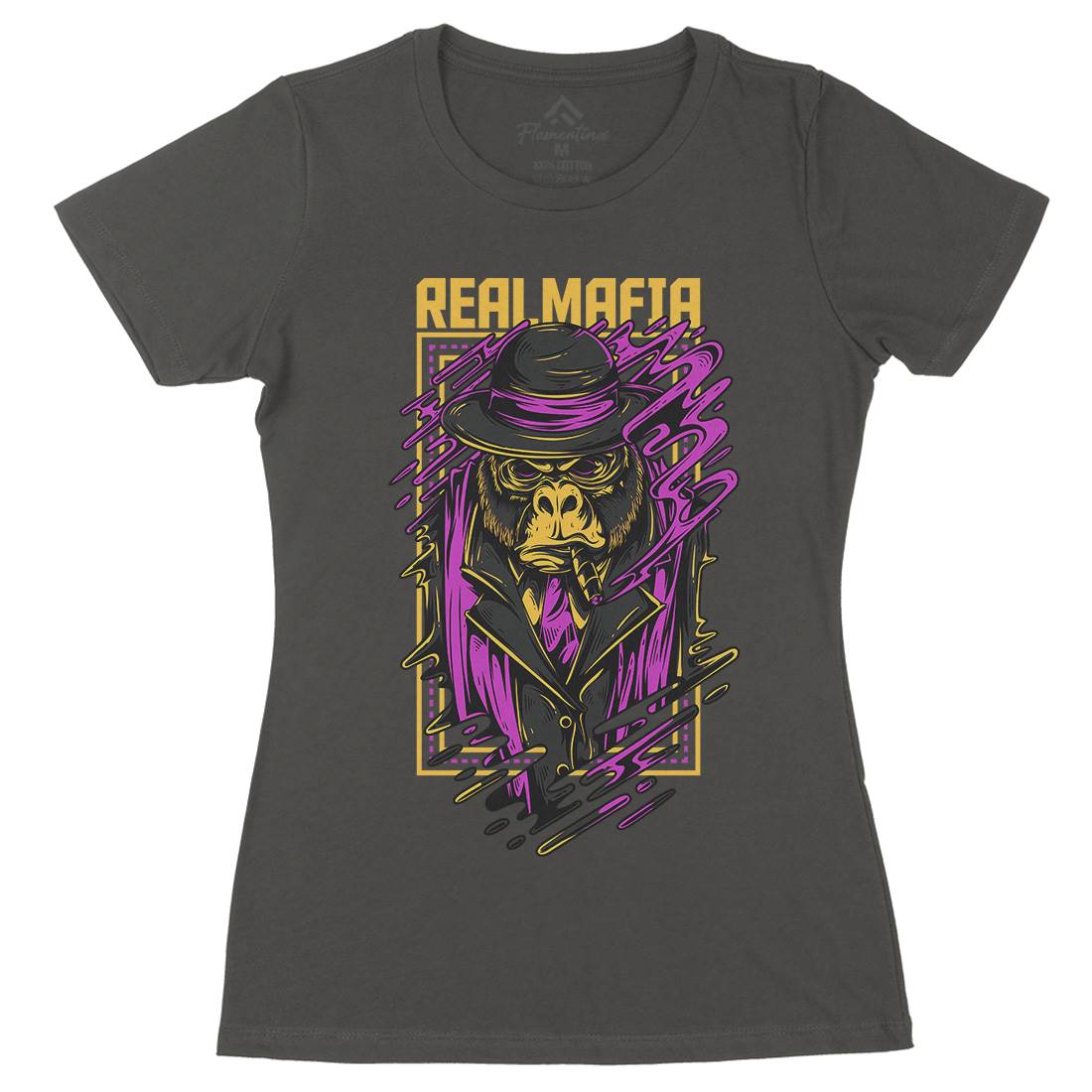 Real Mafia Womens Organic Crew Neck T-Shirt animals D690
