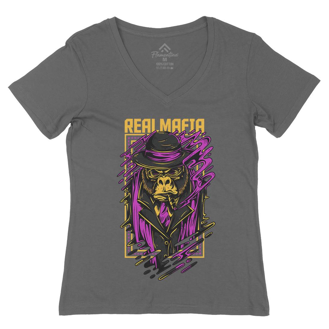 Real Mafia Womens Organic V-Neck T-Shirt animals D690