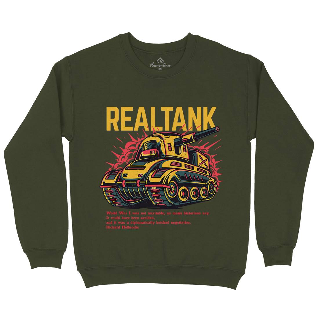 Tank Mens Crew Neck Sweatshirt Army D691
