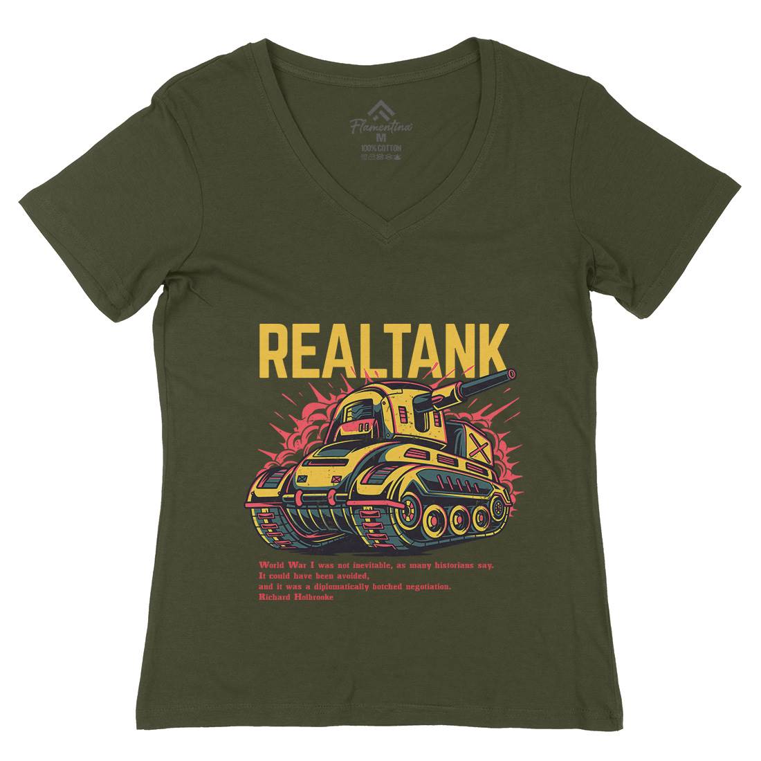 Tank Womens Organic V-Neck T-Shirt Army D691