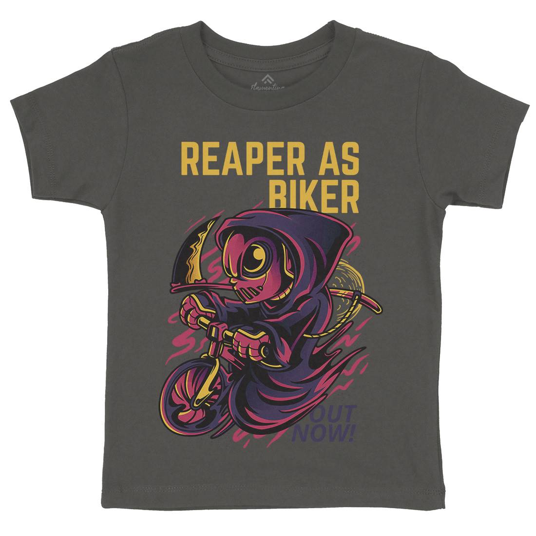 Reaper Biker Kids Organic Crew Neck T-Shirt Bikes D692