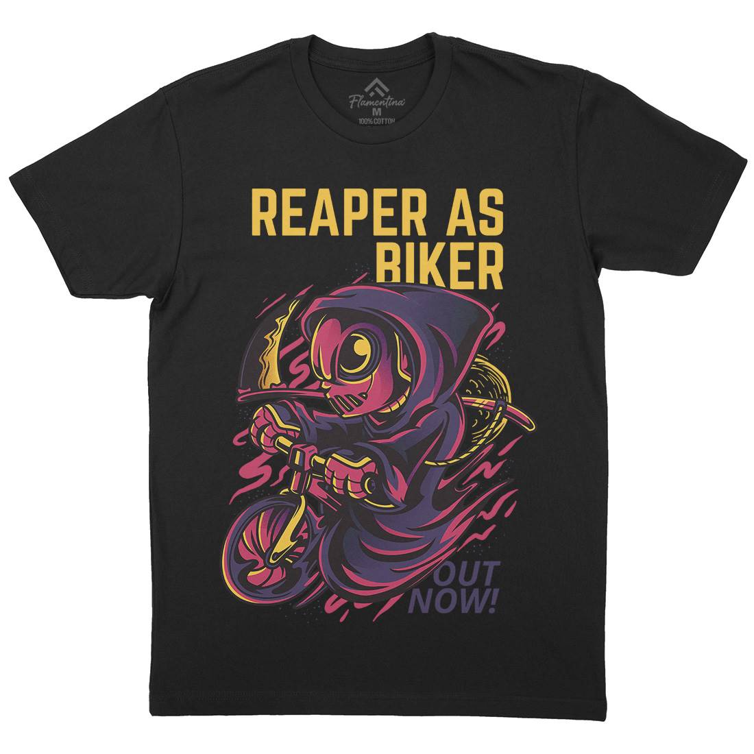 Reaper Biker Mens Organic Crew Neck T-Shirt Bikes D692