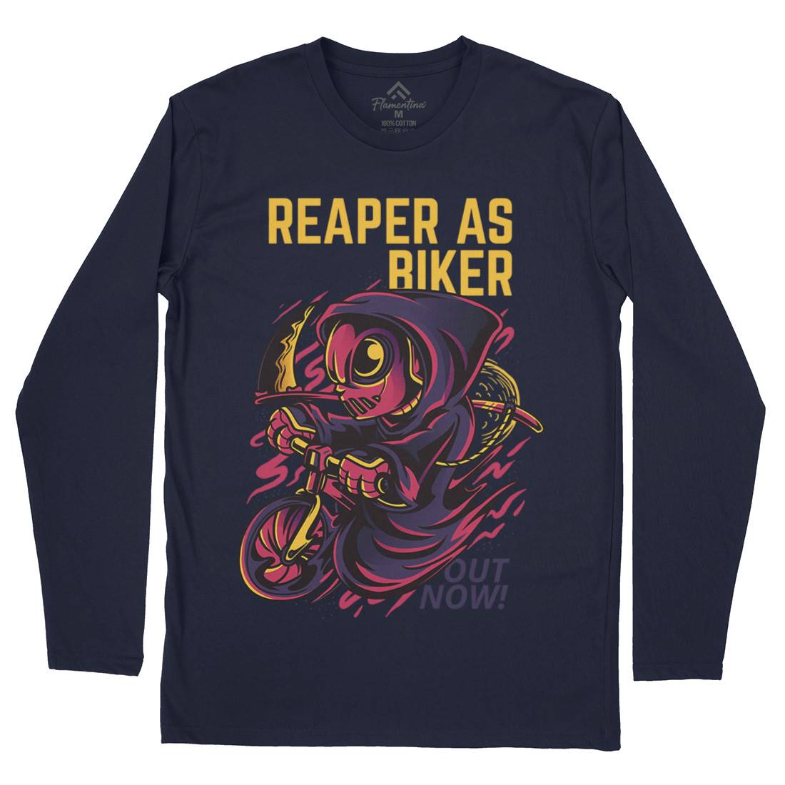 Reaper Biker Mens Long Sleeve T-Shirt Bikes D692