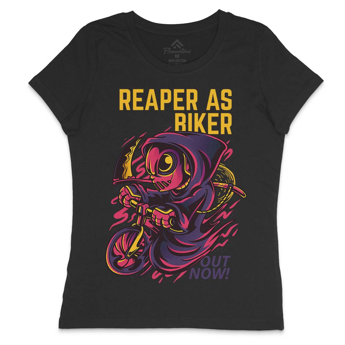 Reaper Biker Womens Crew Neck T-Shirt Bikes D692