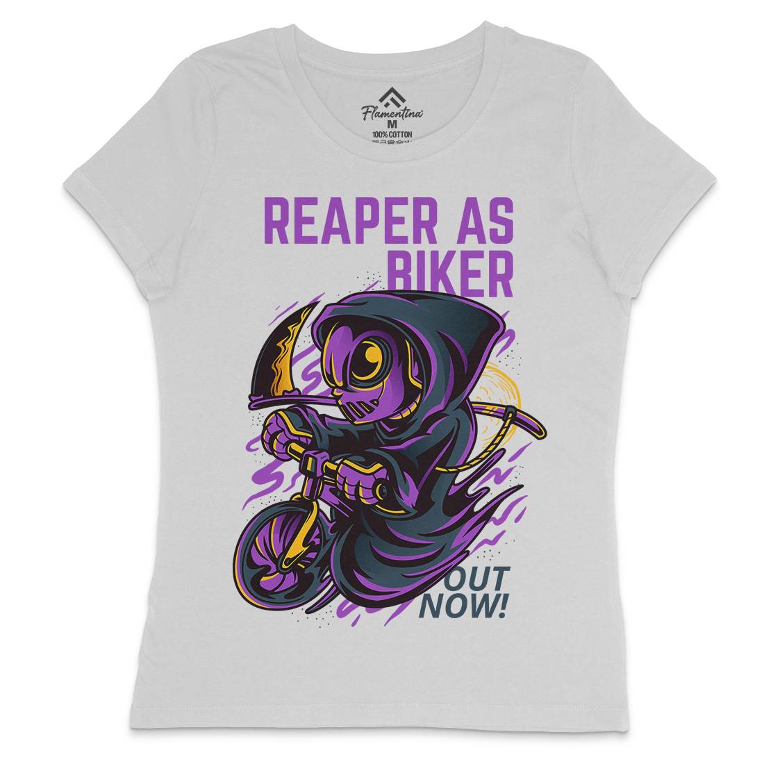 Reaper Biker Womens Crew Neck T-Shirt Bikes D692
