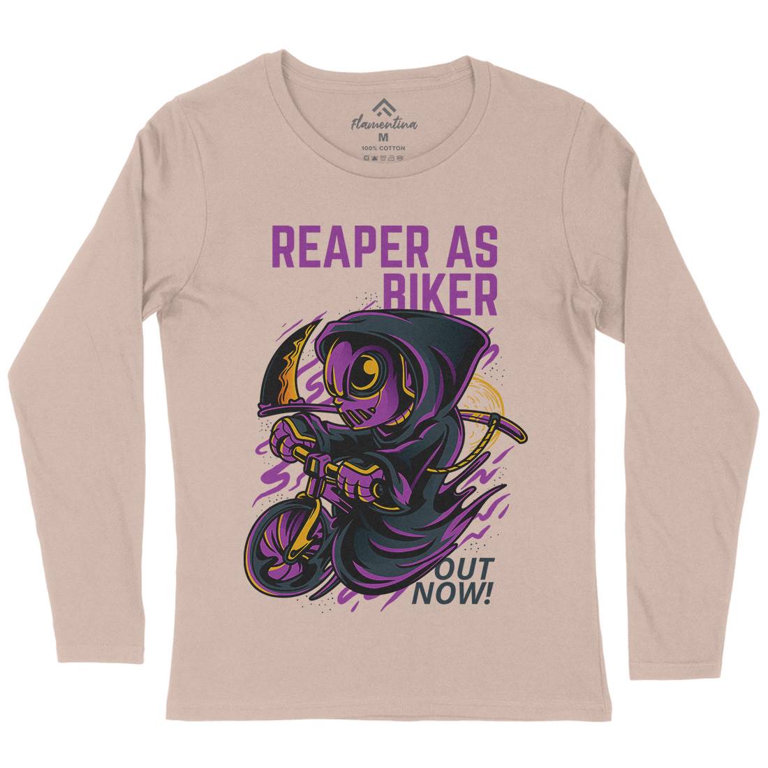 Reaper Biker Womens Long Sleeve T-Shirt Bikes D692