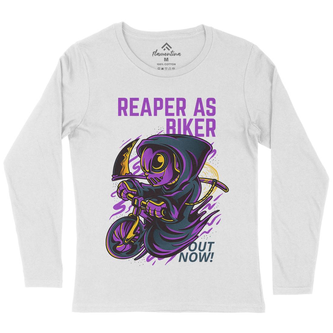 Reaper Biker Womens Long Sleeve T-Shirt Bikes D692
