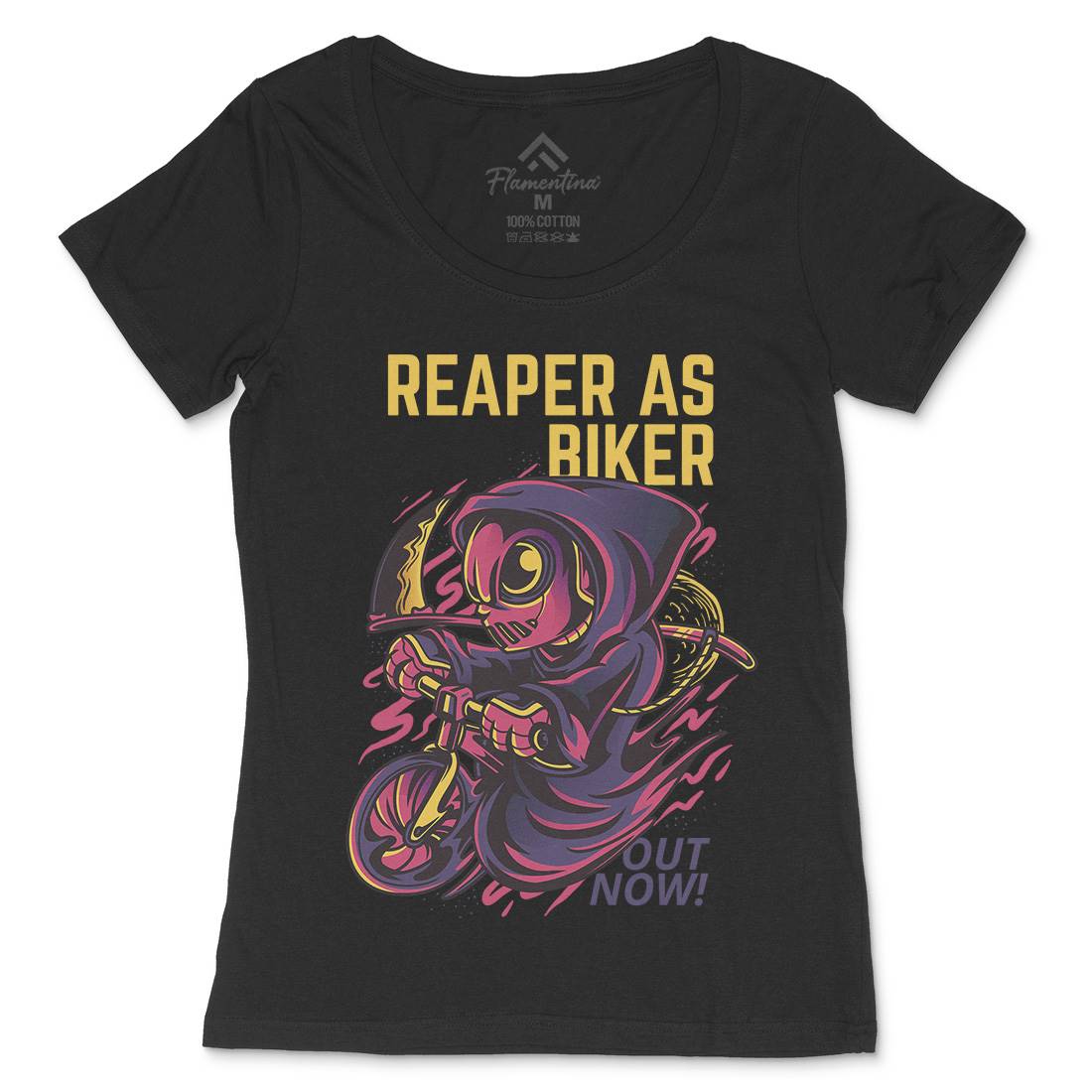 Reaper Biker Womens Scoop Neck T-Shirt Bikes D692
