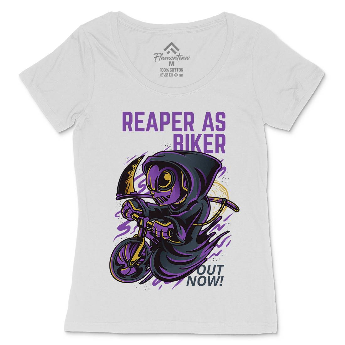 Reaper Biker Womens Scoop Neck T-Shirt Bikes D692