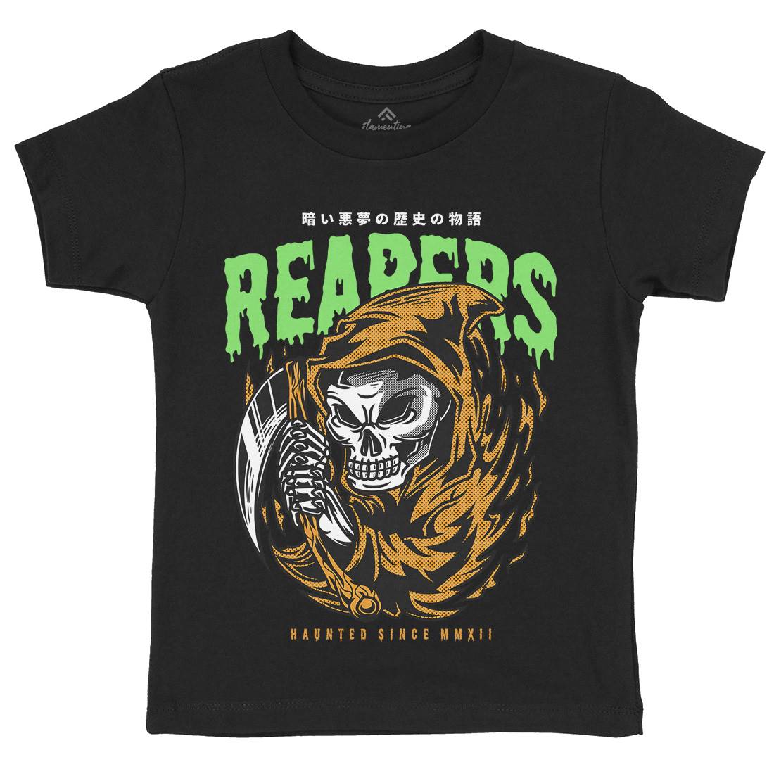 Grim Reaper Kids Organic Crew Neck T-Shirt Horror D693