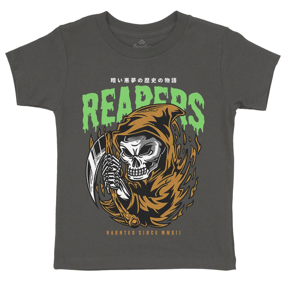 Grim Reaper Kids Organic Crew Neck T-Shirt Horror D693