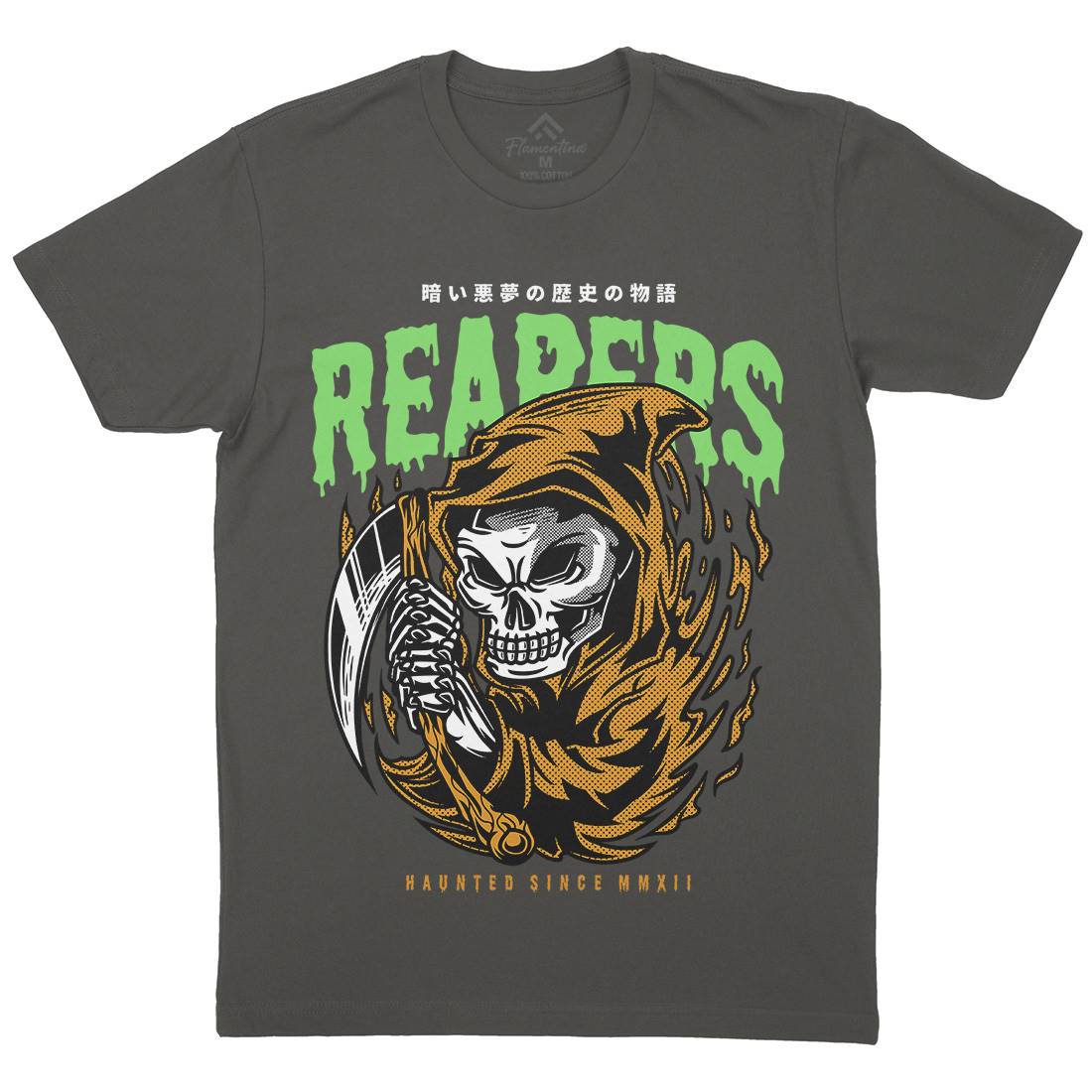 Grim Reaper Mens Organic Crew Neck T-Shirt Horror D693