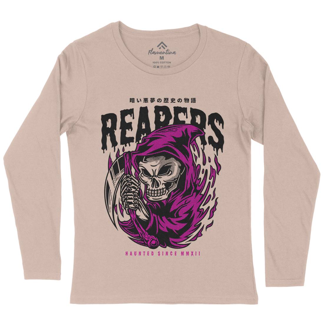 Grim Reaper Womens Long Sleeve T-Shirt Horror D693