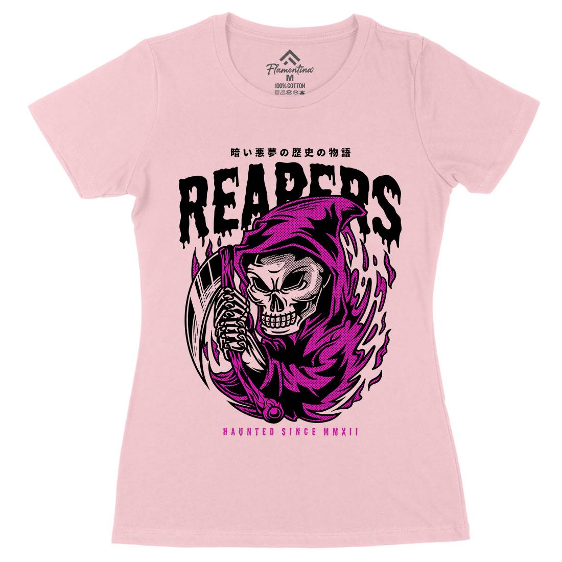 Grim Reaper Womens Organic Crew Neck T-Shirt Horror D693