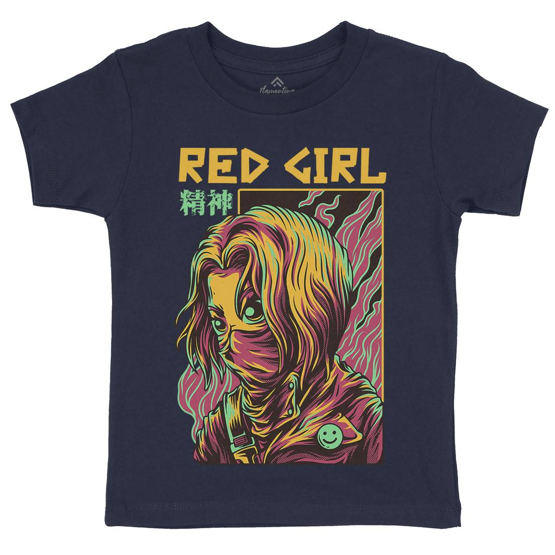 Red Girl Kids Crew Neck T-Shirt Horror D694
