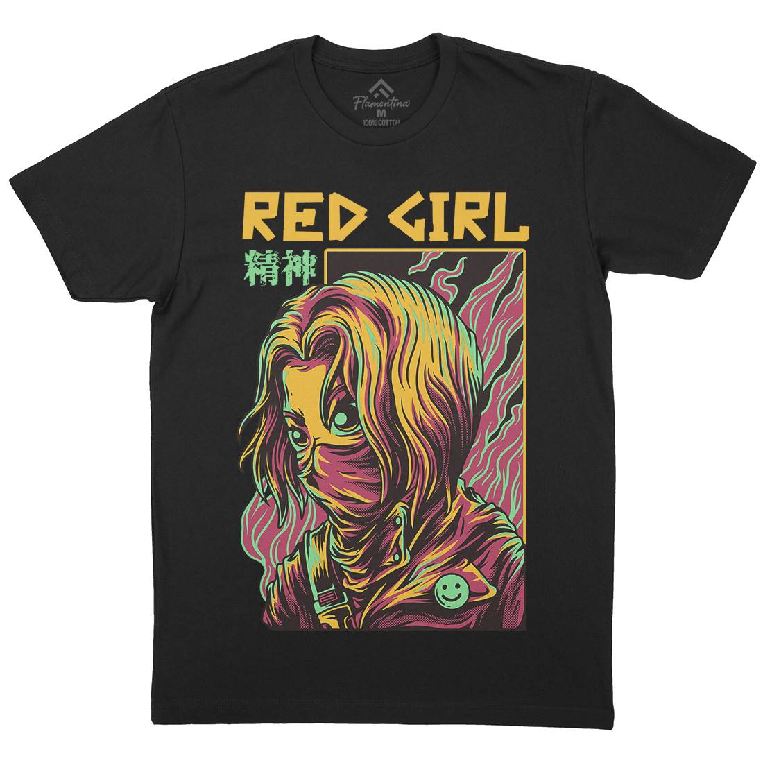 Red Girl Mens Organic Crew Neck T-Shirt Horror D694
