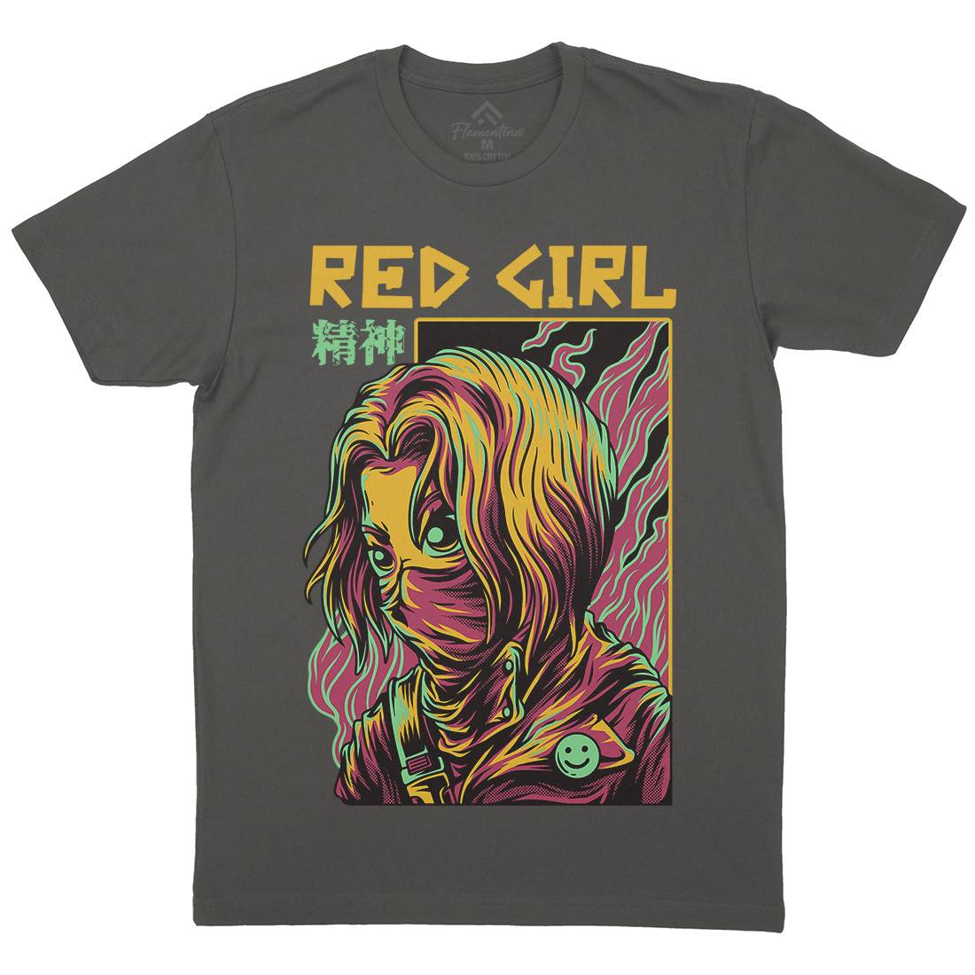 Red Girl Mens Crew Neck T-Shirt Horror D694