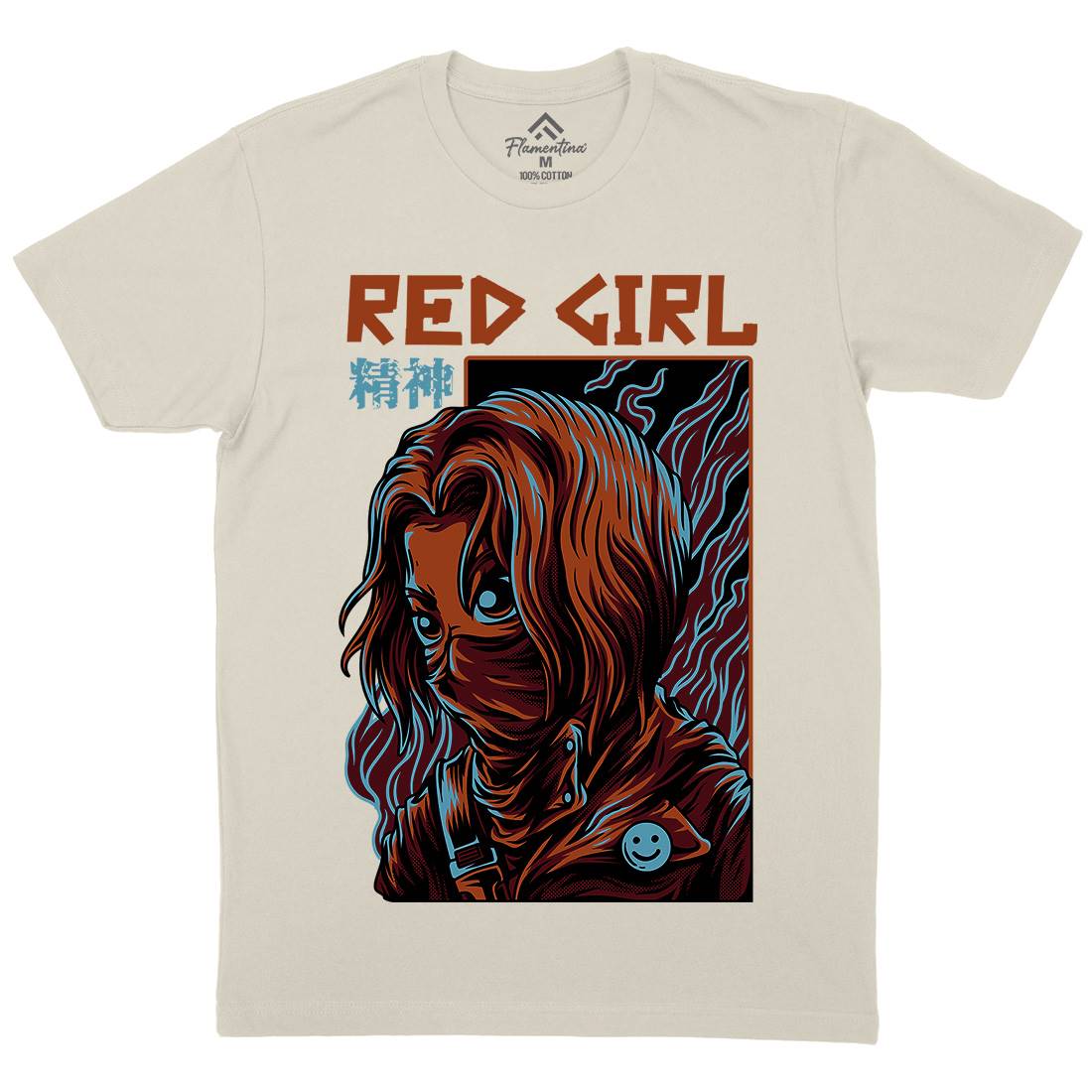 Red Girl Mens Organic Crew Neck T-Shirt Horror D694