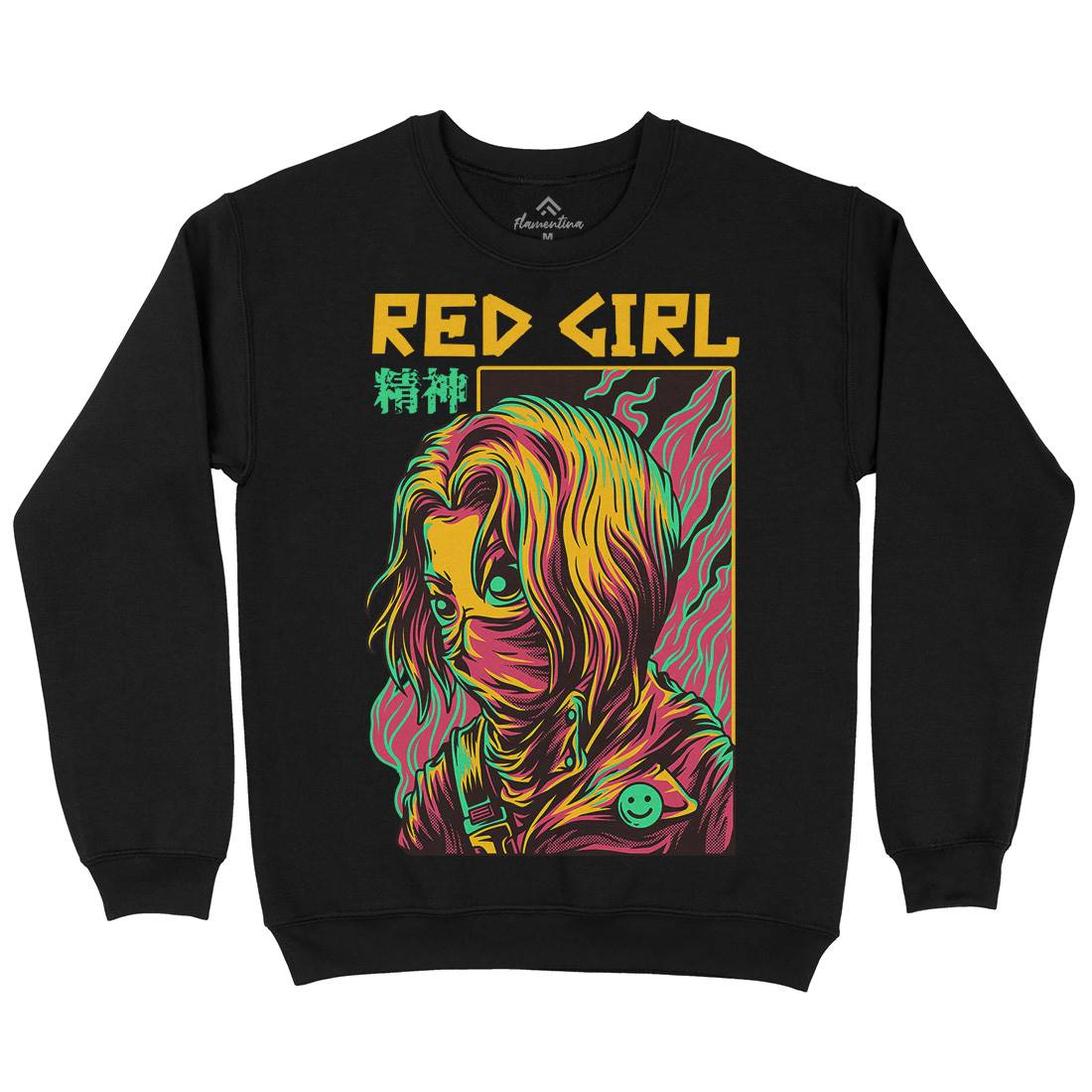 Red Girl Kids Crew Neck Sweatshirt Horror D694