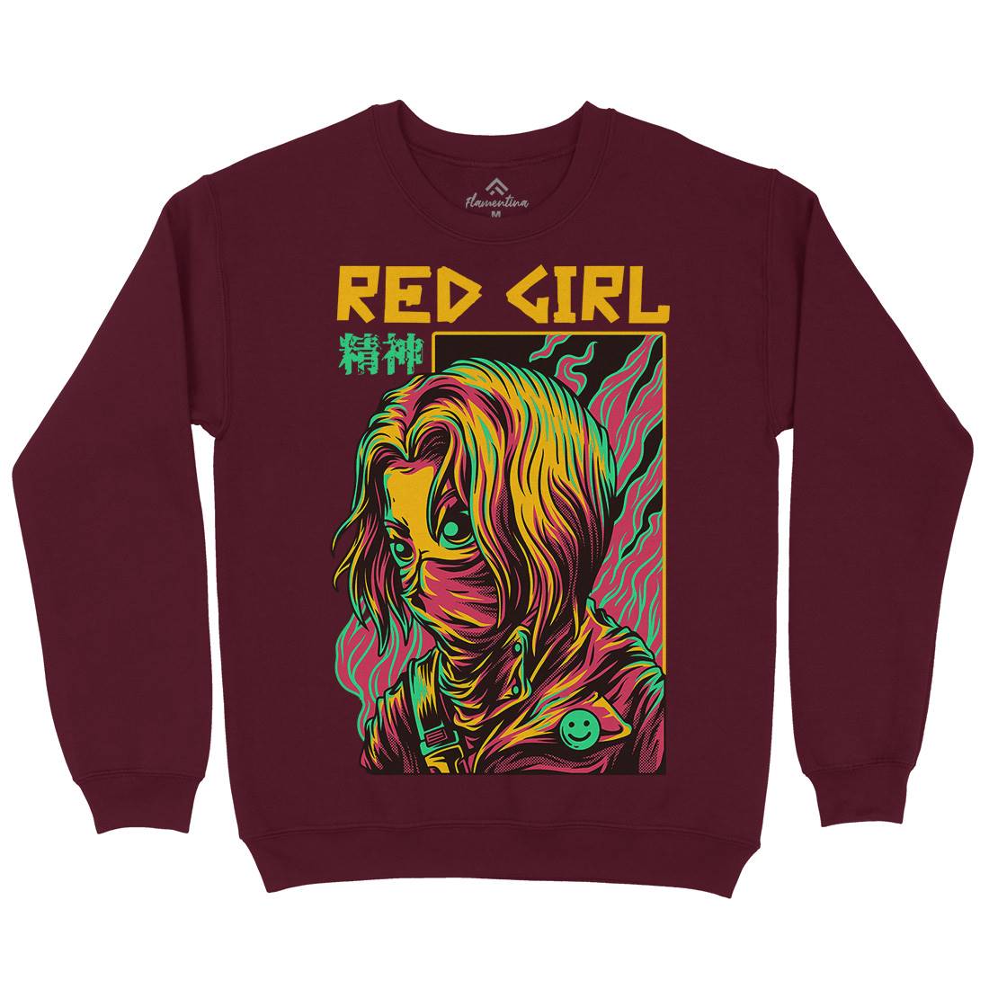 Red Girl Mens Crew Neck Sweatshirt Horror D694