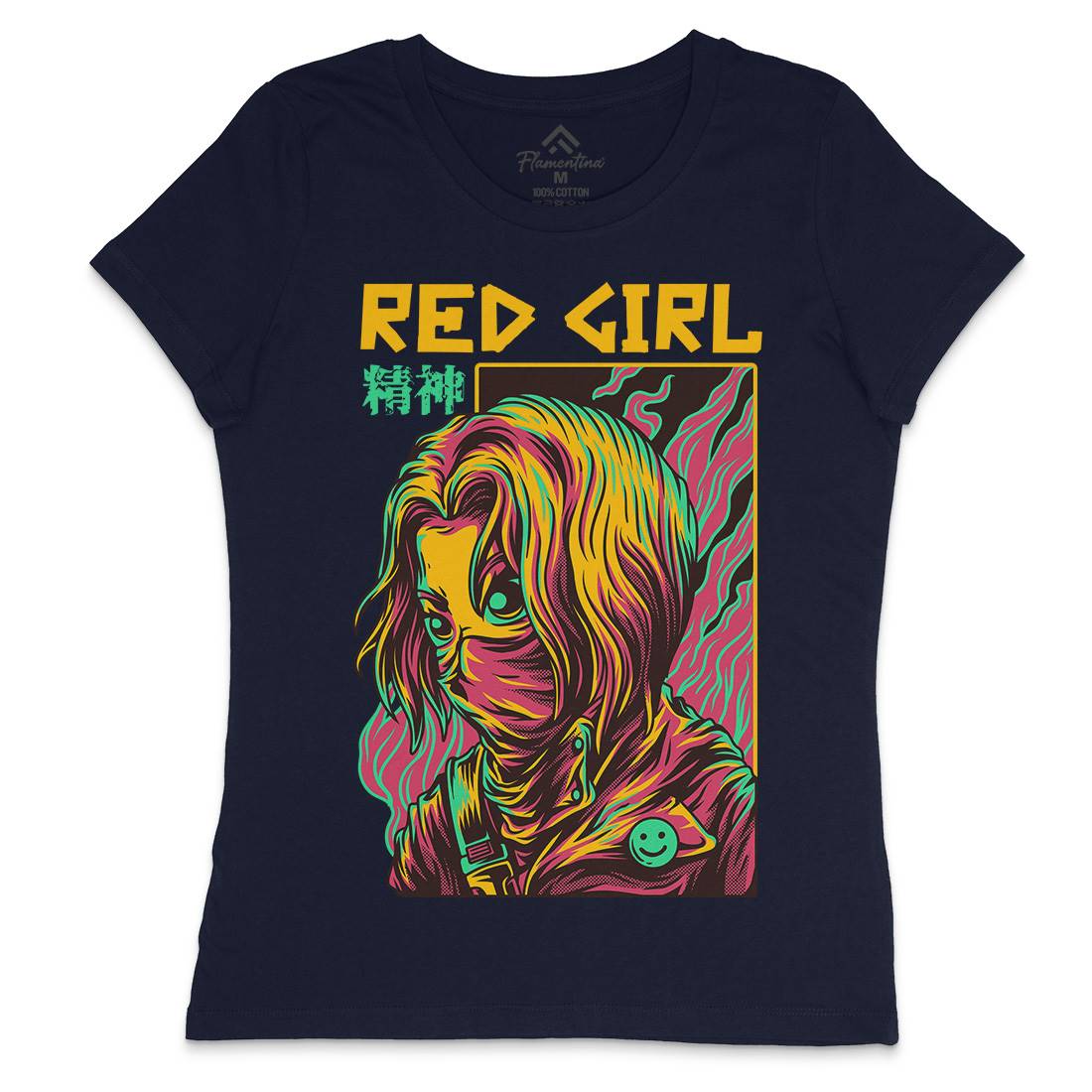 Red Girl Womens Crew Neck T-Shirt Horror D694