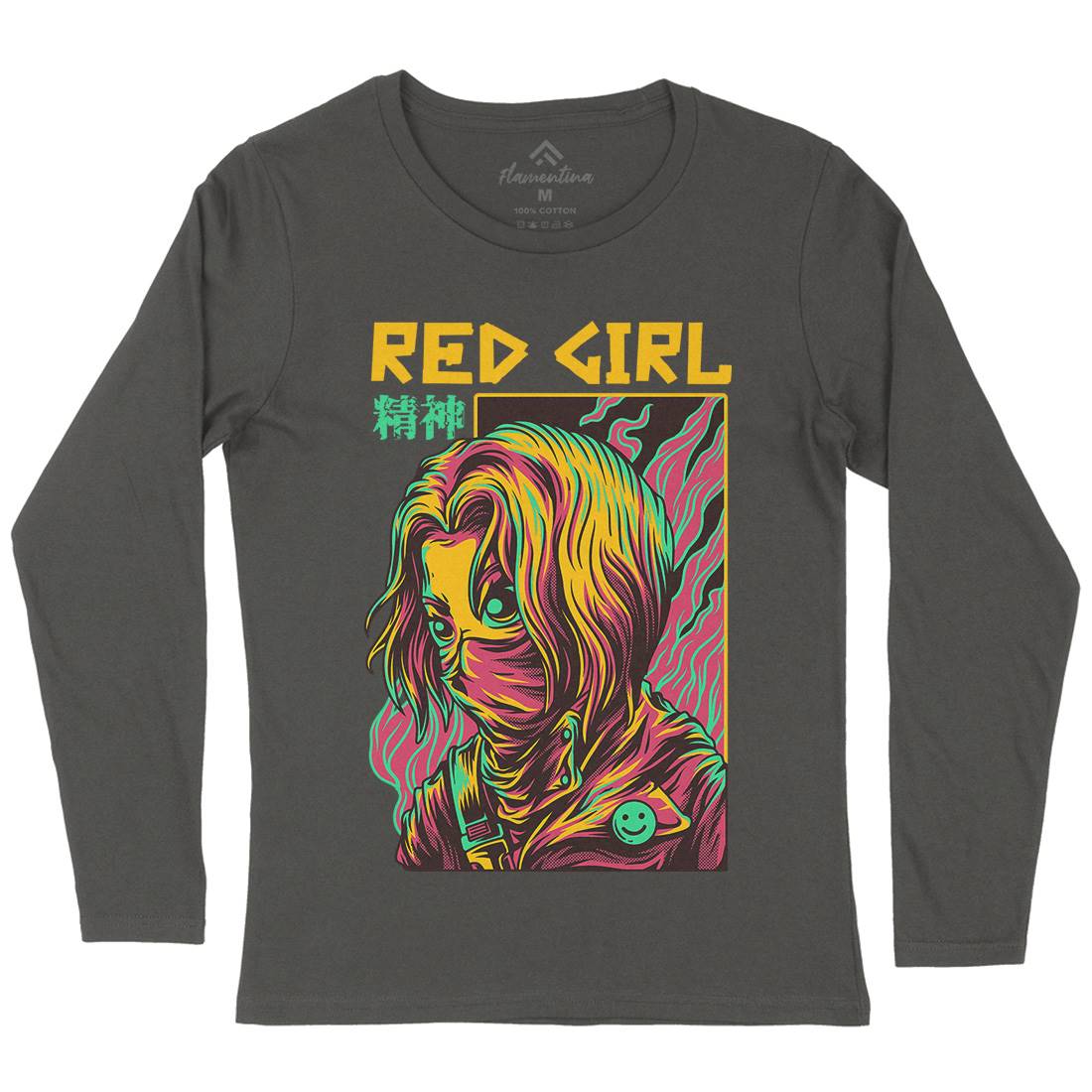 Red Girl Womens Long Sleeve T-Shirt Horror D694