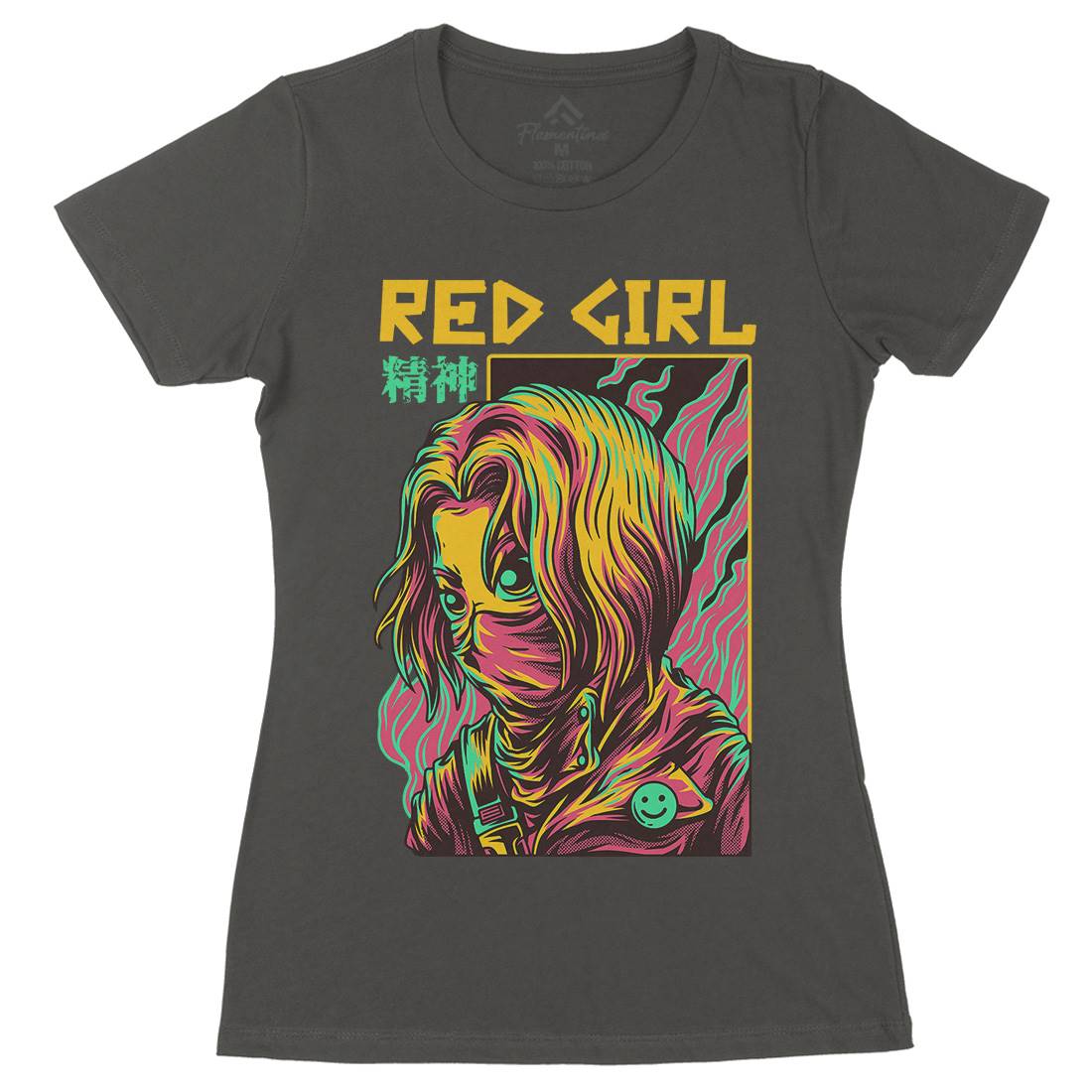 Red Girl Womens Organic Crew Neck T-Shirt Horror D694