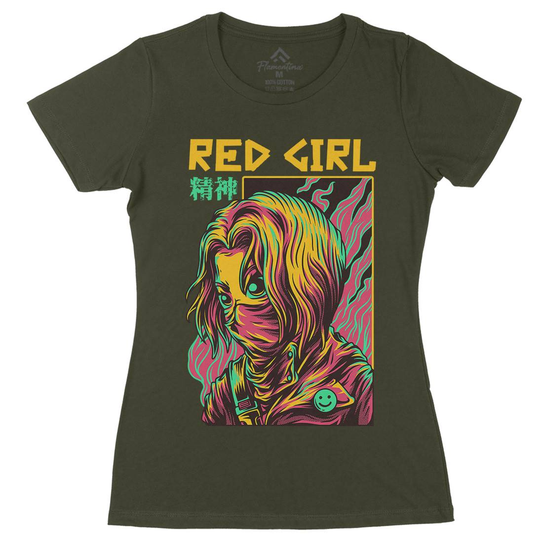 Red Girl Womens Organic Crew Neck T-Shirt Horror D694
