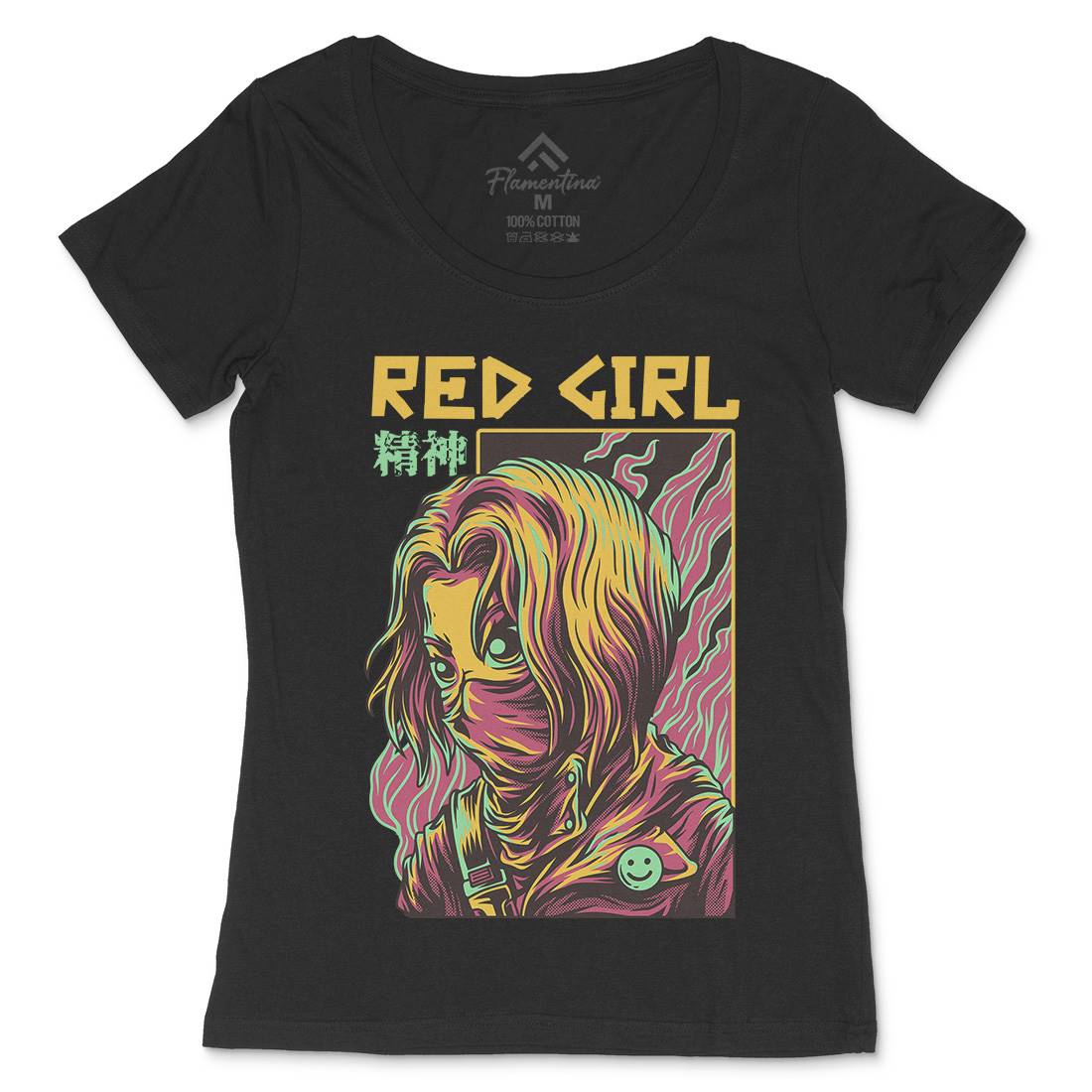 Red Girl Womens Scoop Neck T-Shirt Horror D694