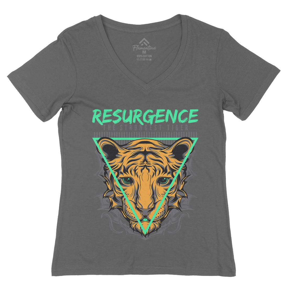 Strongest Tiger Womens Organic V-Neck T-Shirt Animals D695