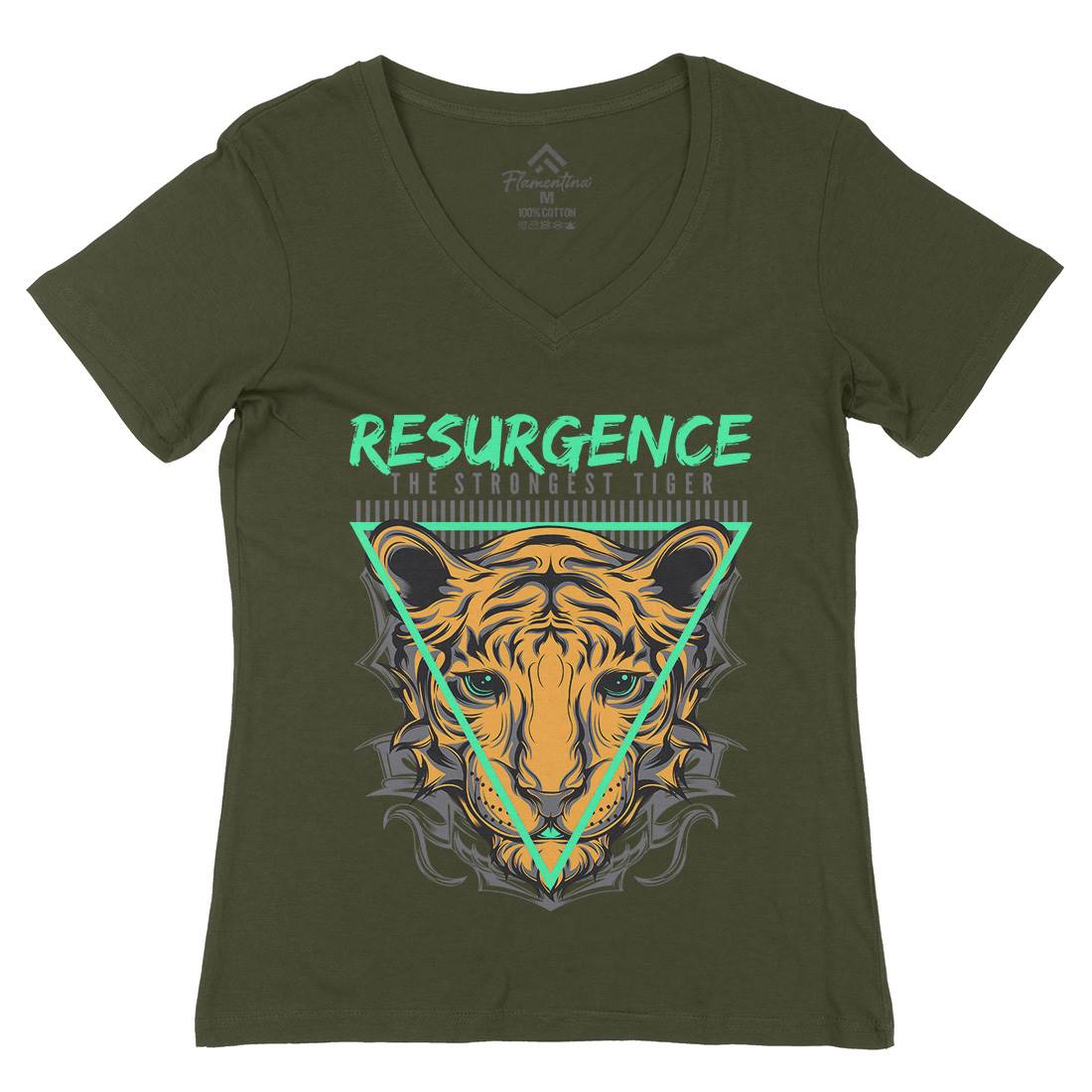 Strongest Tiger Womens Organic V-Neck T-Shirt Animals D695
